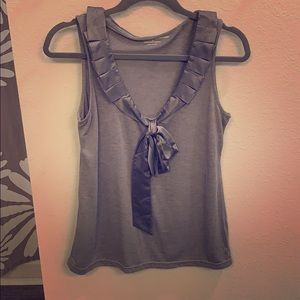 Gray Business Top with Satin Tie